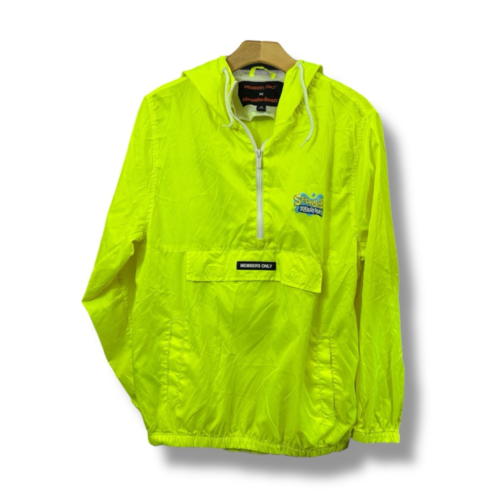 MEMBERS ONLY X NICKELODEON unisex SpongeBob neon yellow half zip windbreaker